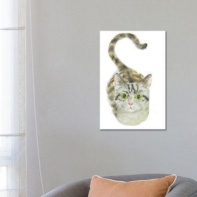 Sitting Tabby Cat by Alexey Dmitrievich Shmyrov - Wrapped Canvas Print