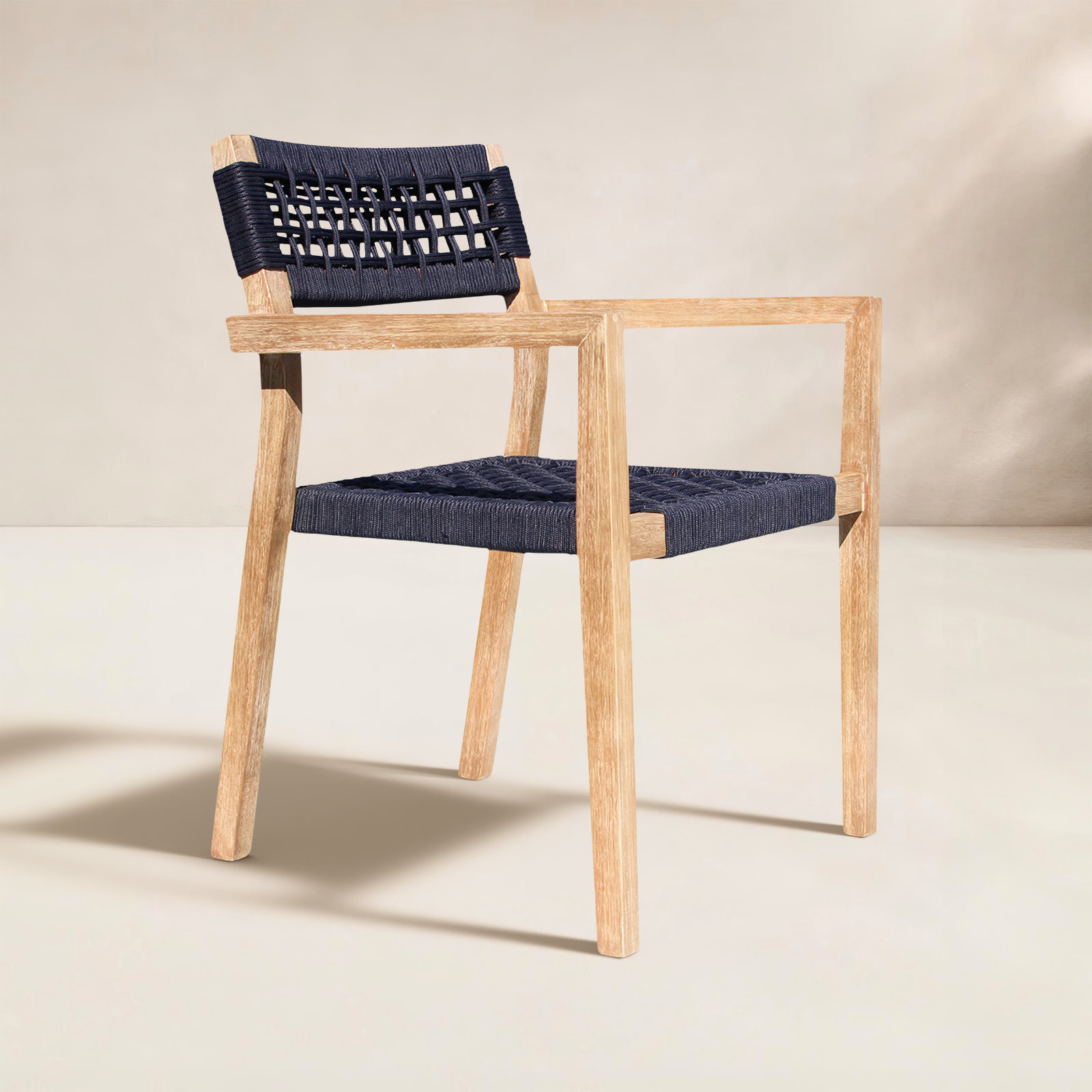 Fleur Wood Premium All-Weather Wicker Outdoor Stacking Dining Armchair