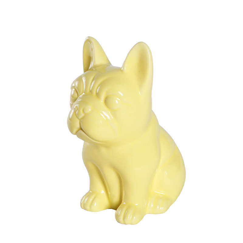 Figurine Davenport, Jaune lustré, H 6,9 po x l 5,7 po x P 3,5 po, Bouledogue