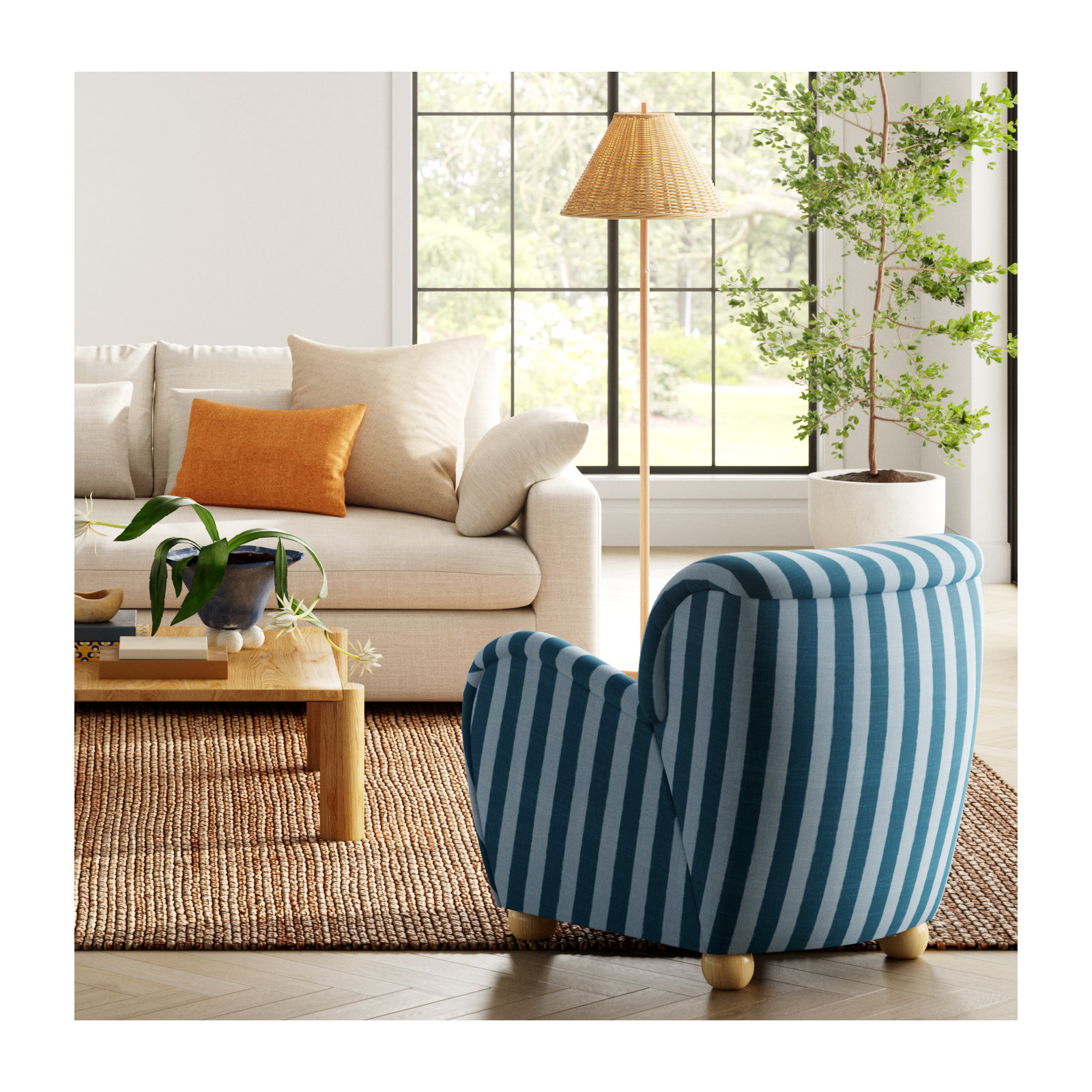 Cowen Upholstered Armchair, Brush Canopy Rooibos Tea Rainwash