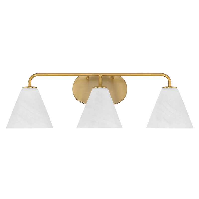  Falbo 3-Light Bathroom Vanity Light in Warm Brass, Brass, 3 Lights