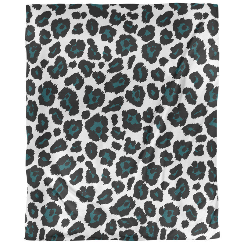Housse de couette simple à imprimé léopard, Housse de couette pour lit simple, Microfibre, Blanc / Vert foncé