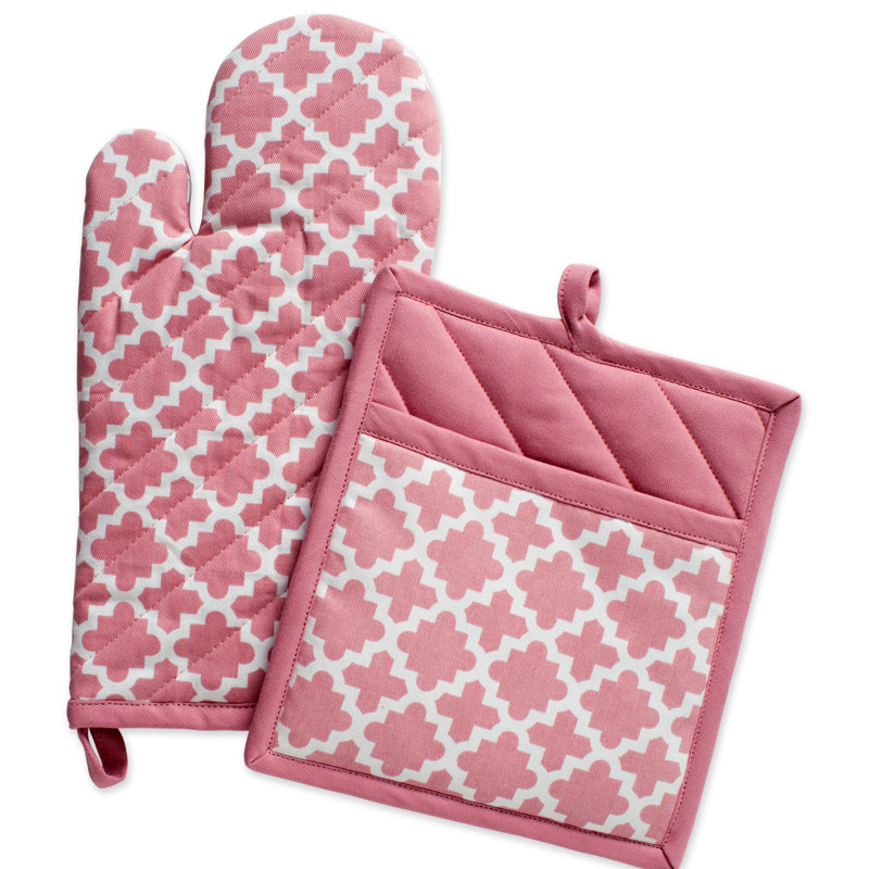 Ensemble de 2 pièces de cuisinier poignée et de four à winston porter treillis Trung, Rose