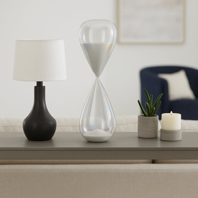 Contemporary Hourglass Sculpture for Home Decor – Stylish Decorative Object for Family Game Night, Desk Decor, and Living Room Decoration
