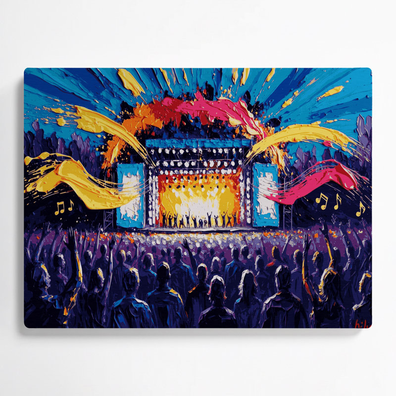Art musical en métal bleu, H 20 po x l 30 po