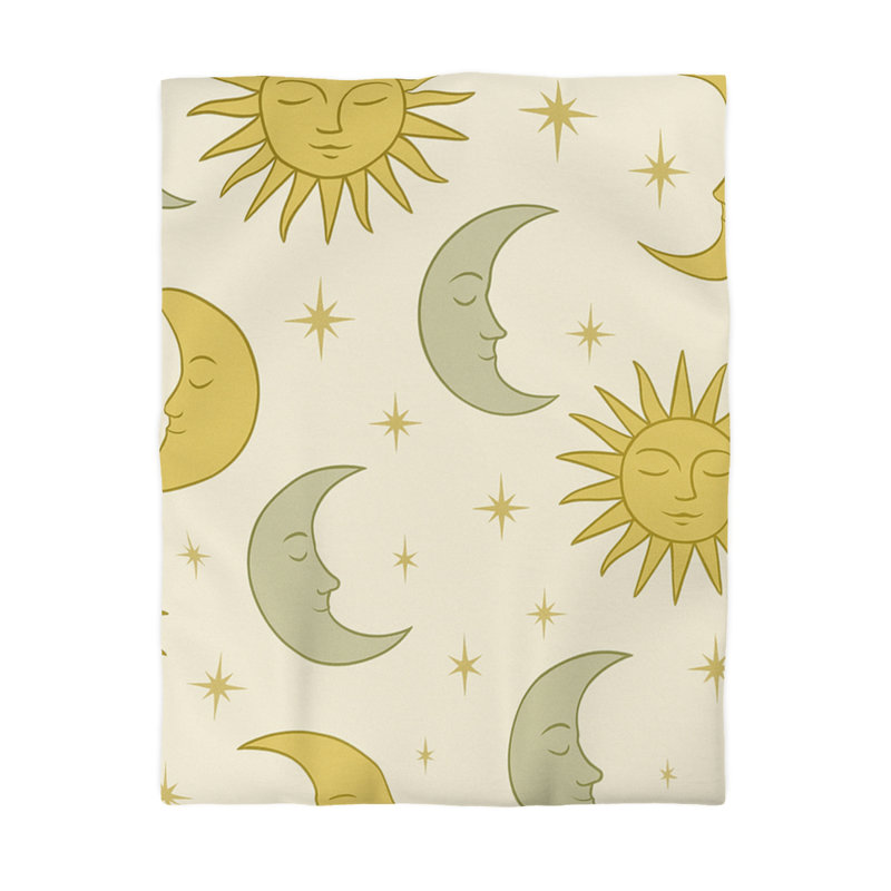 Microfiber Duvet Cover Boho Style, Design 53, Cream, Twin Duvet Cover