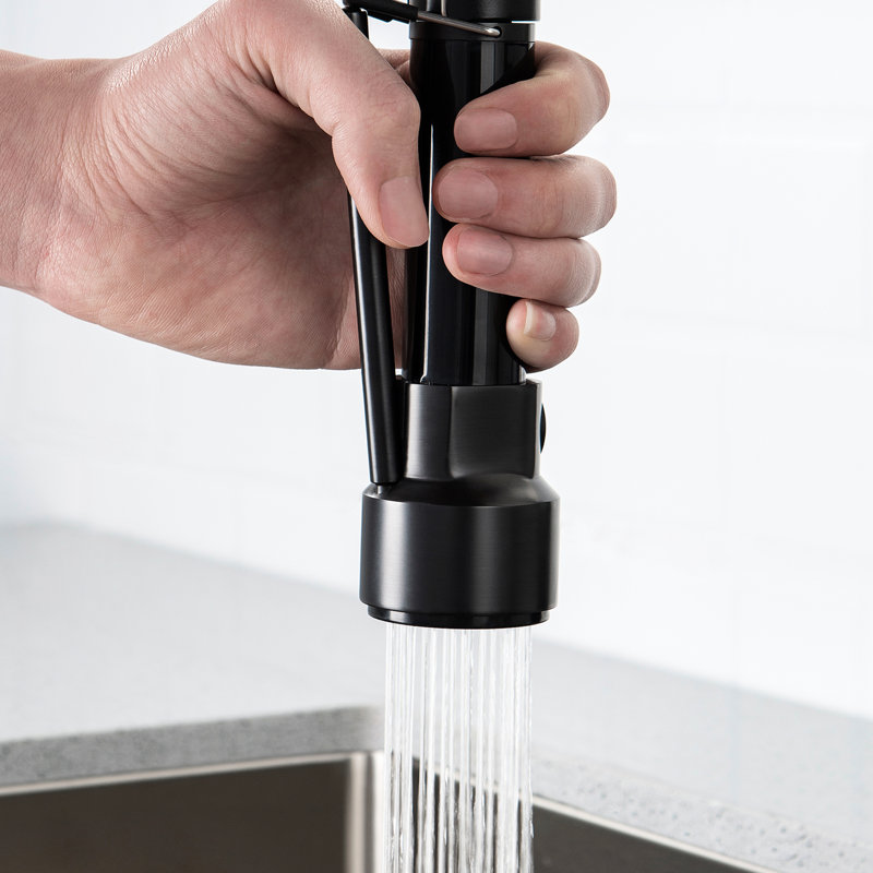 Matte Black Pull Down Kitchen Sink Faucet, Single Handle Control, No Leak Assurance, Scratch- Exterior, Diverse Water Flow Options, Effortless Diy Install Faucet With Spray, Lever, Alloy, Water-