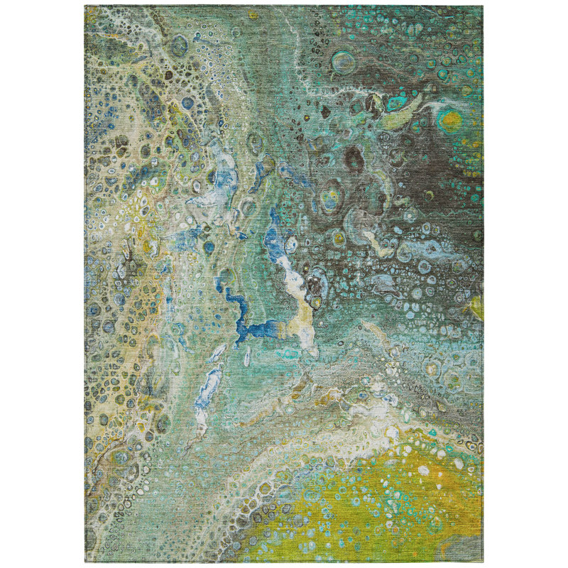 Fayme Washable Abstract Indoor / Outdoor Rug, Rectangle 3' x 5'