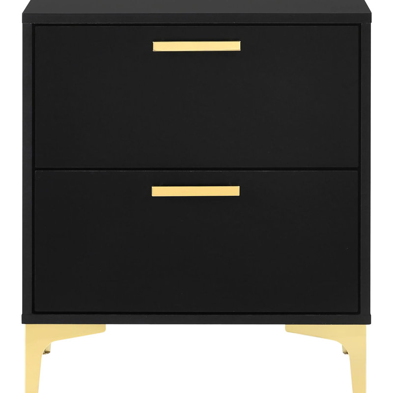 Élégante table de chevet 2 en noir et or - Le rangement dans la chambre à coucher est indispensable