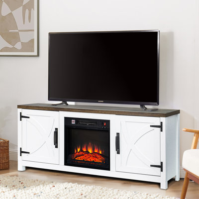 Kristanne 58" W TV Stand with Electric Fireplace and Cabinet/Enclosed storage