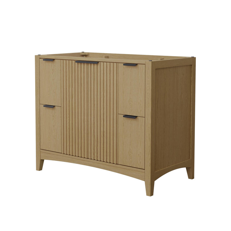 Base de meuble-lavabo simple autoportante 41,25 po Palmilla seulement, Beige, Noir mat
