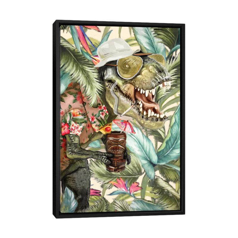 Hunter s. t-rex, H 26 po x l 18 po x P 1,5 po, Pas de tapis, Toile avec cadre noir