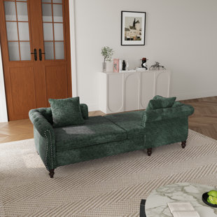 Face-to-face Chaise With Two Pillows, Rolled Arms With Nailhead Trim, And Button Tufting