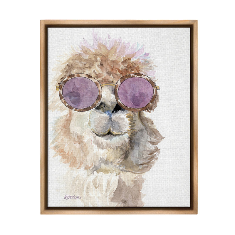 «Fashionable Alpaca Portrait» sur, Cadre flottant orme Montalcino, H 21 po x l 17 po