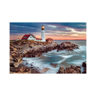 Cape Elizabeth Lighthouse On A Stormy Morning 1 Piece Wrapped Canvas Wall Art