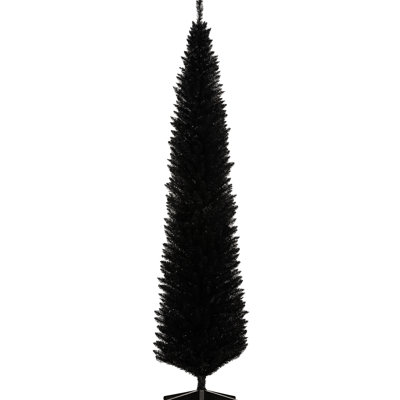 8' Black Artificial Christmas Tree, 618 Branch Tips, Slim Tree With Flexible Plastic Stand Slim, Reliable