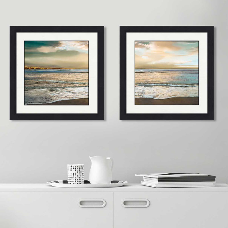 « nuance », ensemble de 2 reproductions de peintures à l’acrylique encadrées, Blanc mat, H 16,5 po x l 33 po x P 1 po