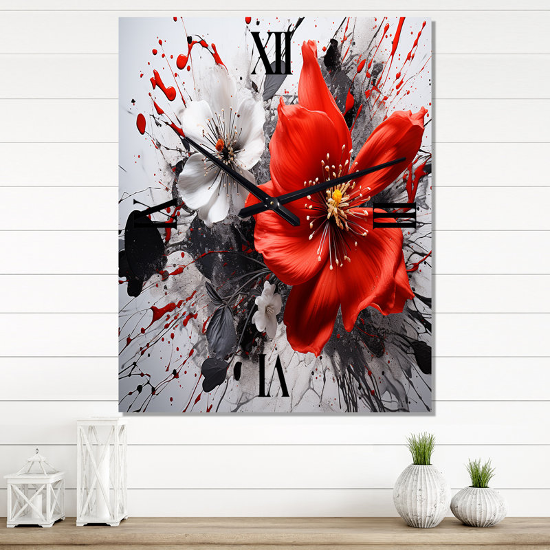 Jalesse - Très grandes horloges murales Abstract Botanicals, H 28 po x l 12 po x P 1 po