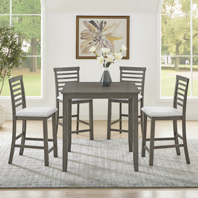 Dining Table, Bar Table And Chairs Set, 5 Piece Dining Table Set,Retro-Style Breakfast Table Set,For Living Room, Dining Room(Requires Assembly) by George Oliver