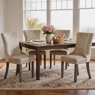 Tufted Modern Velvet Kitchen Upholstered Side Chairs Dining Chairs Set of 4