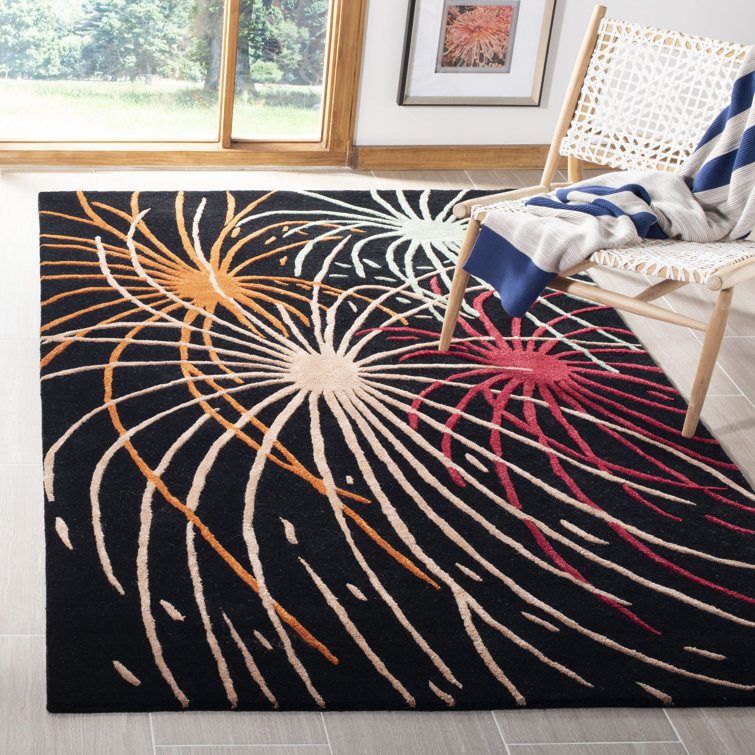 Tapis abstrait en laine et viscose touffeté à la main Candelo Soho