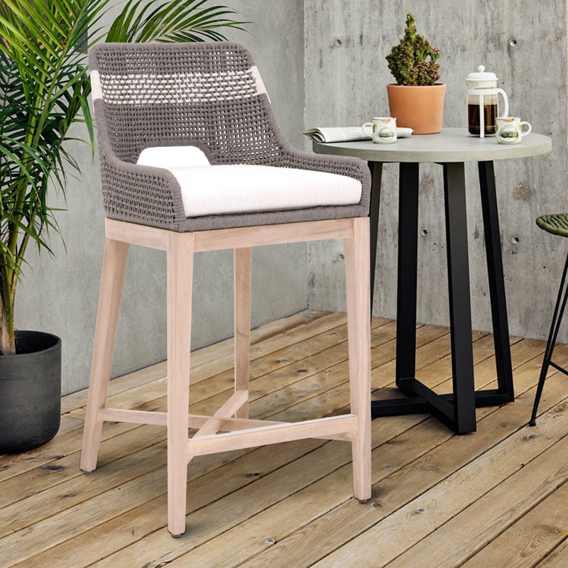 Tabouret de bar et de comptoir en bois massif, Gris foncé / Blanc, Tabouret de bar (siège d'une hauteur de 31 po)