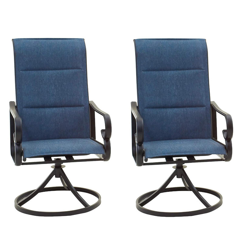 Patio Dining Swivel Chairs High Back Outdoor, Blue