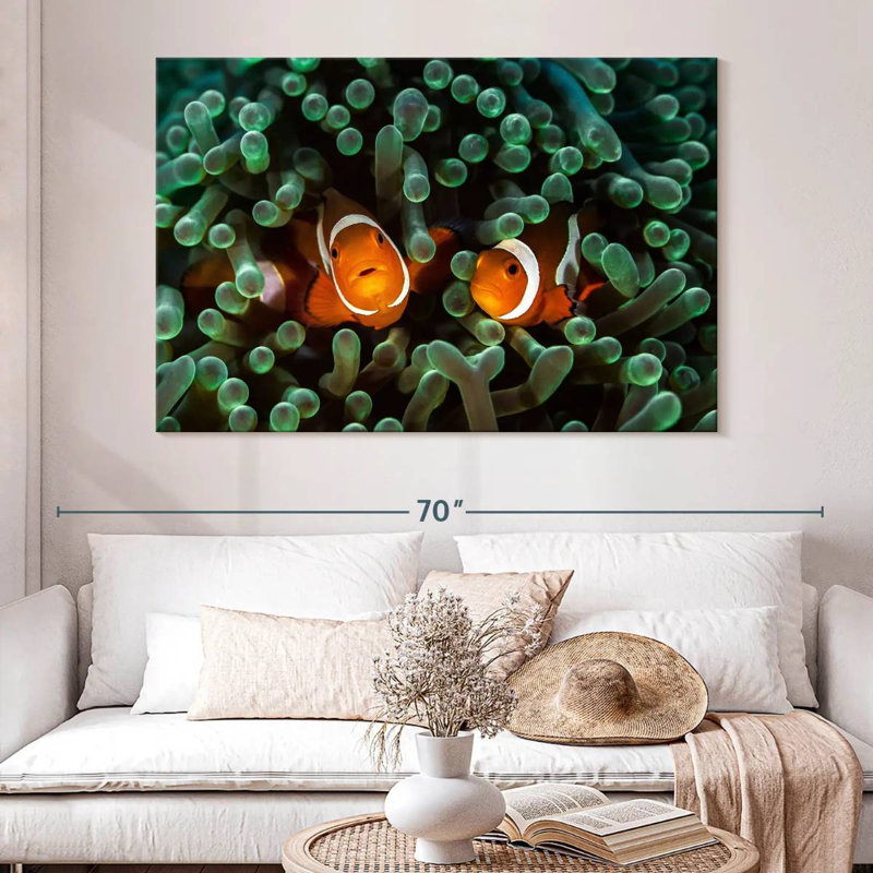 Two Clownfish Hiding, 34" H x 51" W