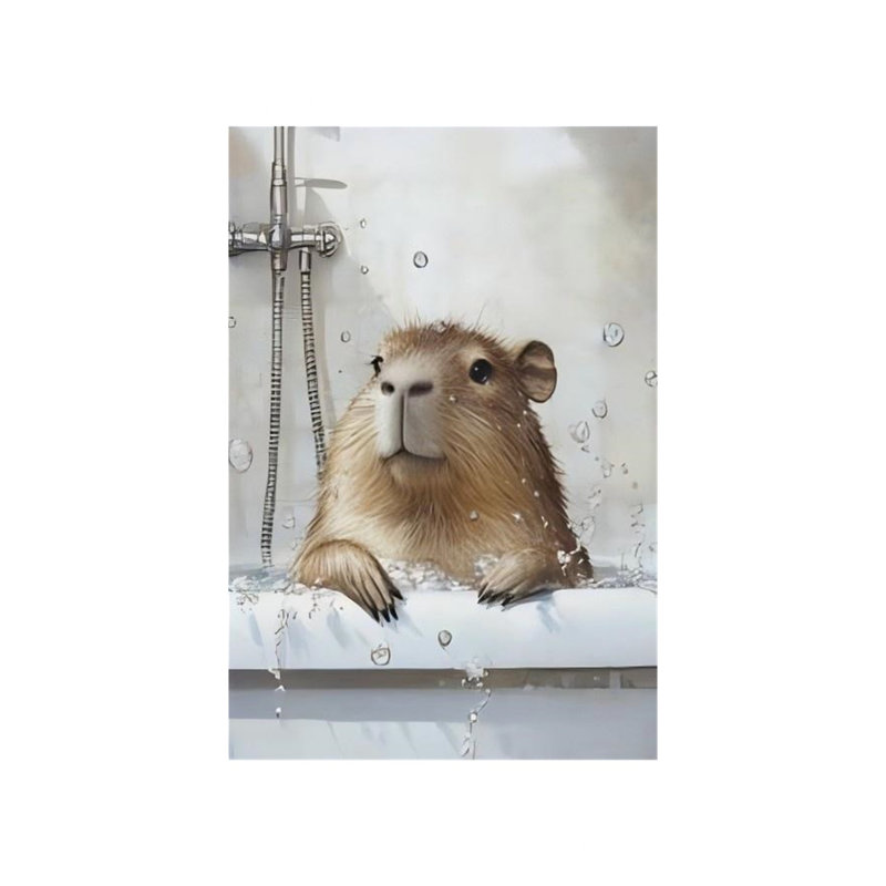 Drôle d'art mural sur toile sans cadre 16 po x 24 po Capybara