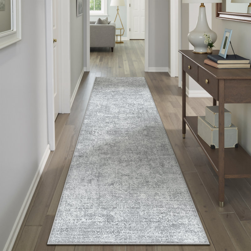 Ladonya Versatile Elegance Machine Washable Area in Light Gray, Runner 2' x 8'