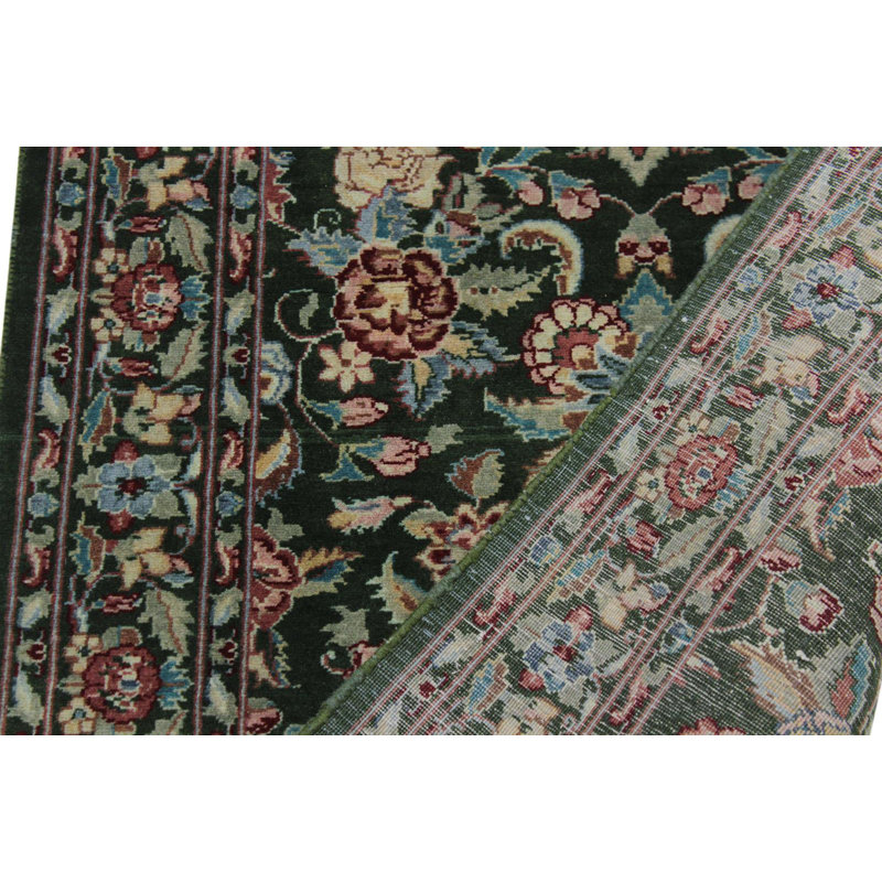 Tapis de couloir bleu / rouge / vert en laine noué à la main 2 pi 7 po x 9 pi 11 po Roca