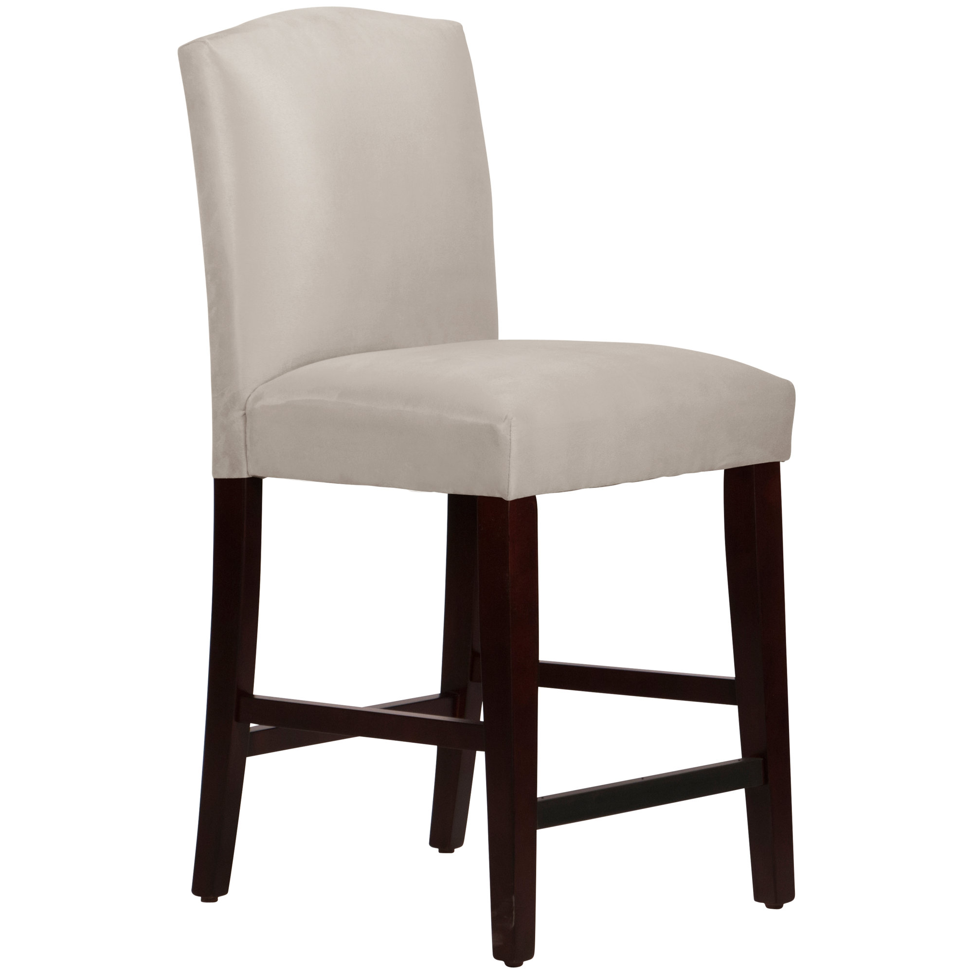 April Upholstered Stool, Counter Stool (26" Seat Height), Classic Talc Linen, Espresso
