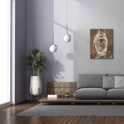  «Buddha on Wood 2» par Annie Warren, art mural sur toile, 26 po x 34 po