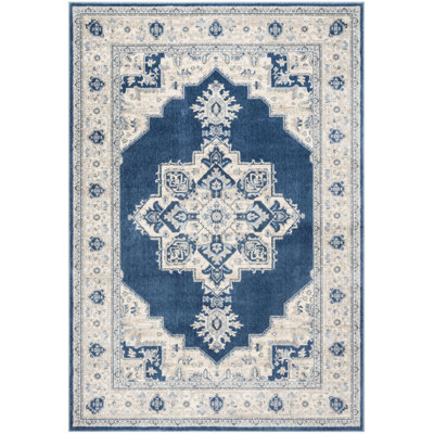 Aurelle Oriental Navy/Creme Area Rug