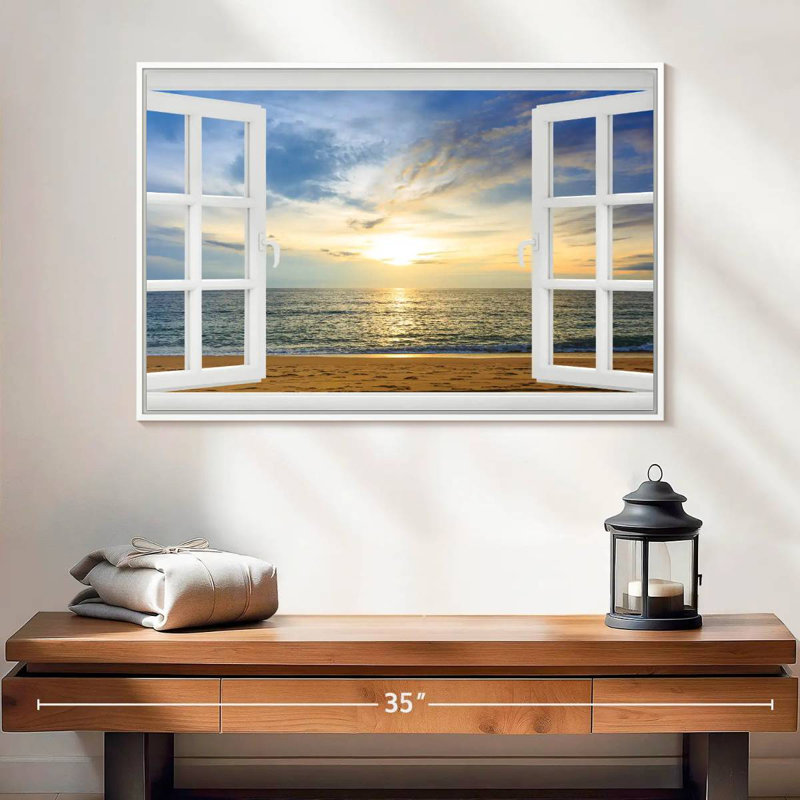 Fenêtre à Bleeker éthéré, 25 po x 17 po, Cadre flottant blanc