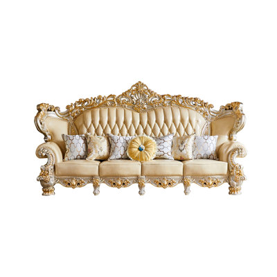 European Style Leather Sofa 121.3'' Leather Sofa