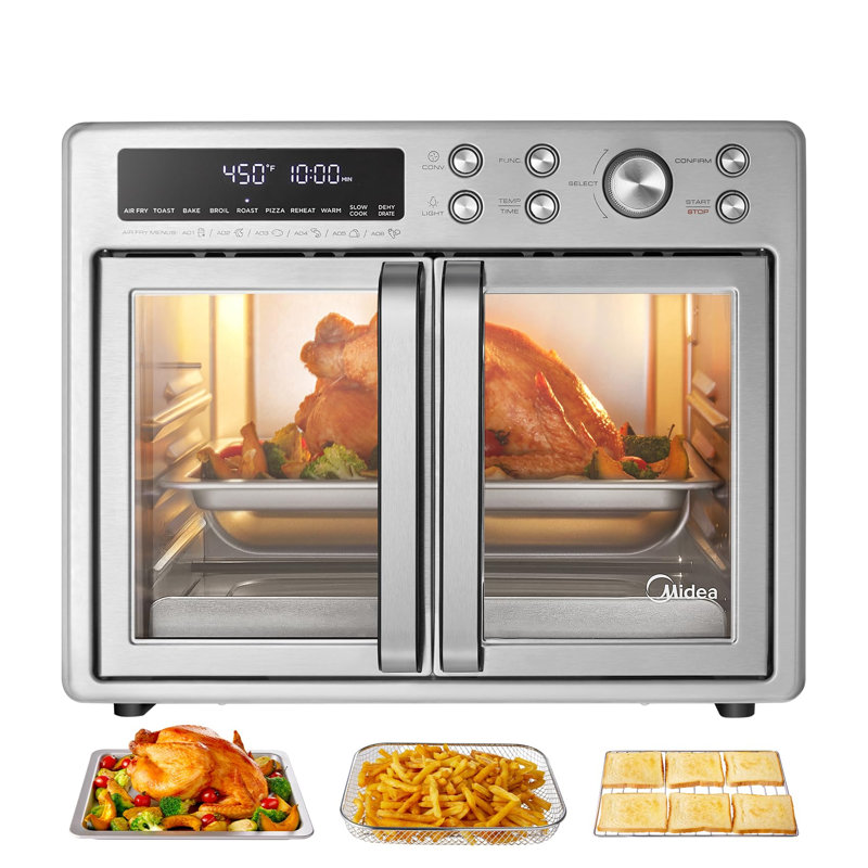 Four grille-pain à porte française Midea Flexify Classic avec friteuse à air chaud intégrée, 26,4 pintes