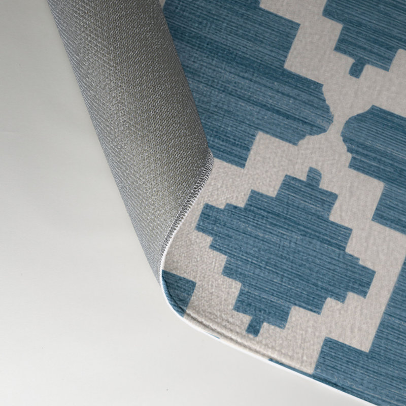 Tapis bleu intérieur et extérieur Trellis, Rectangle 5 pi x 7 pi
