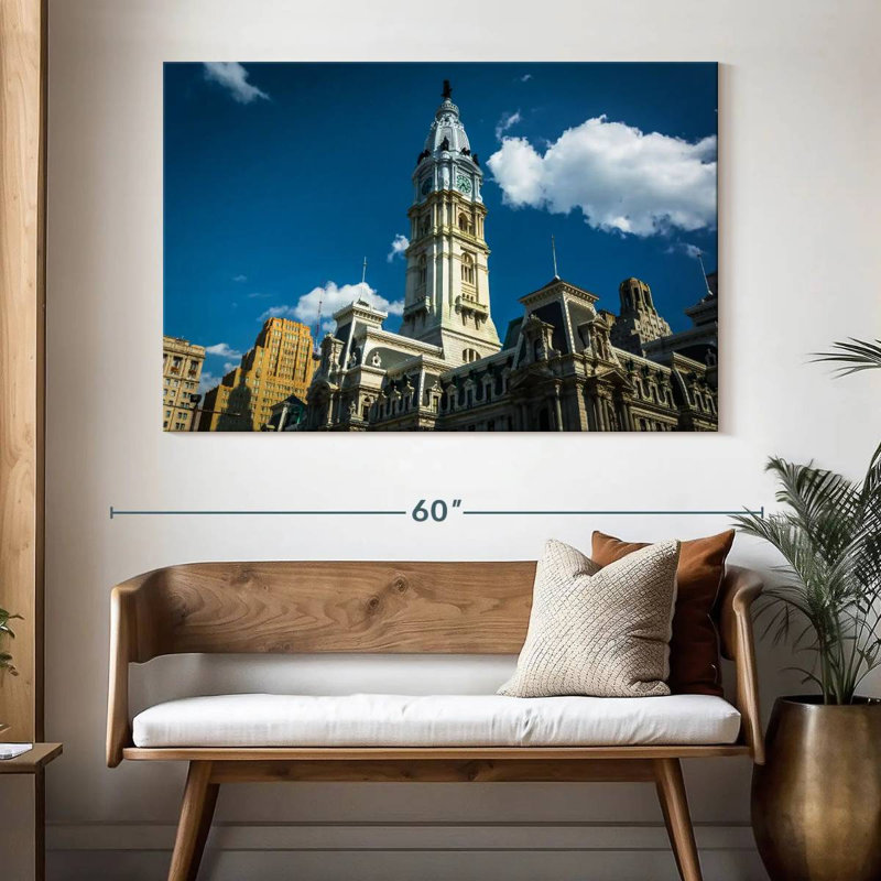 Hôtel de ville ensoleillé de Philadelphie, H 34 po x l 51 po