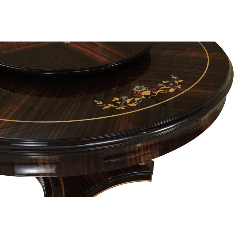 Athena Round Walnut Wood Dining Table, With Base