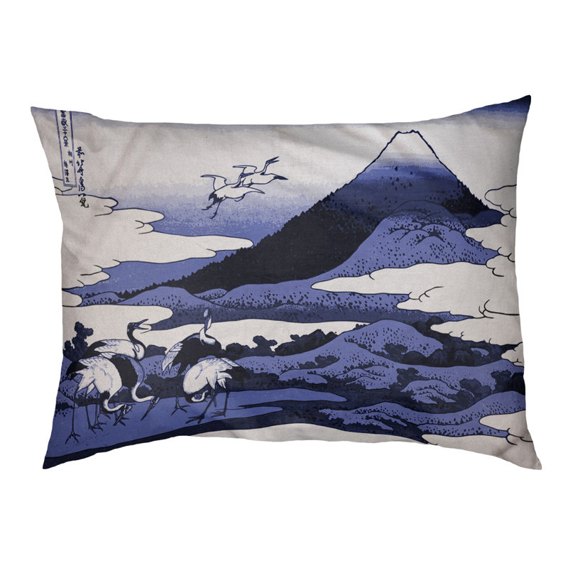 Coussin de concepteur japonais pour grues Burkart, L 19,5 po x l 29,5 po, Bleu / brun foncé
