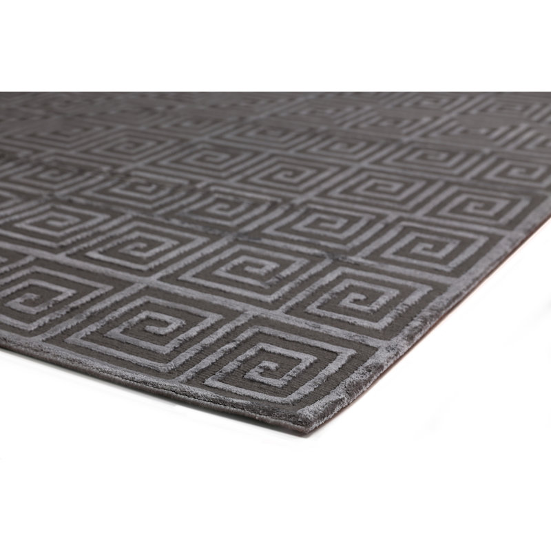 Greek Key Geometric Area Rug in Dark Gray, Rectangle 8' x 10'