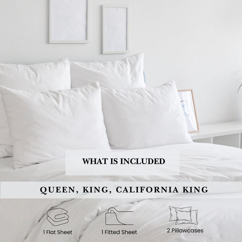 Pointehaven 500 Thread Count 100% Egyptian-Quality Cotton Long Staple Solid Sheet Set, King Sheet Set with 2 Pillowcases