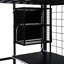 Lit mezzanine double en métal noir avec poste de travail intégré, garde-robe de rangement et escalier stable