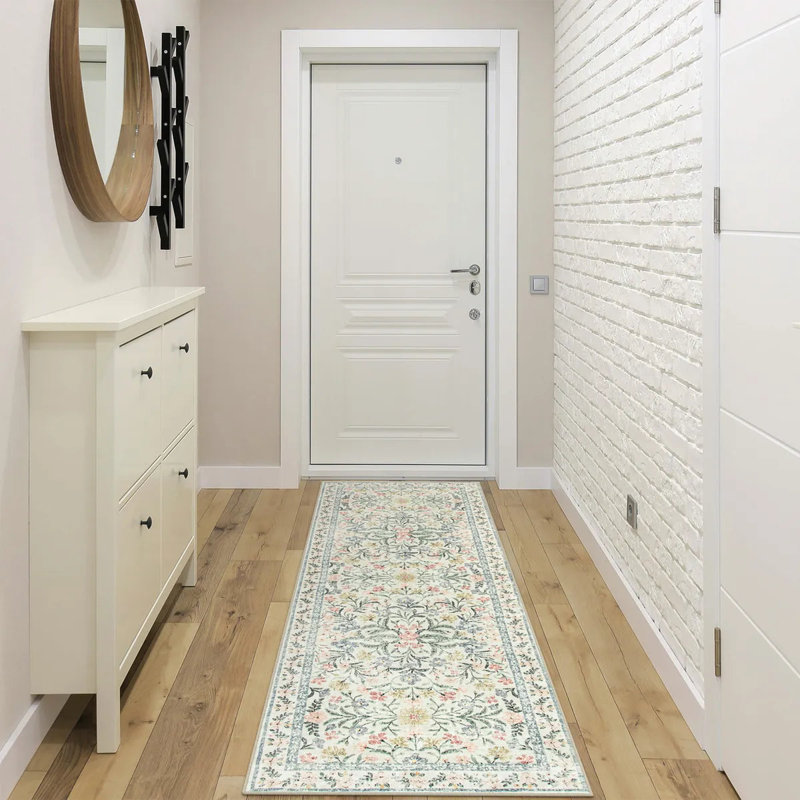 Kaldi Oriental Botanical Floral Machine Washable Area Rug with Non-Slip Backing for Living Room, Dining Room, Bedroom