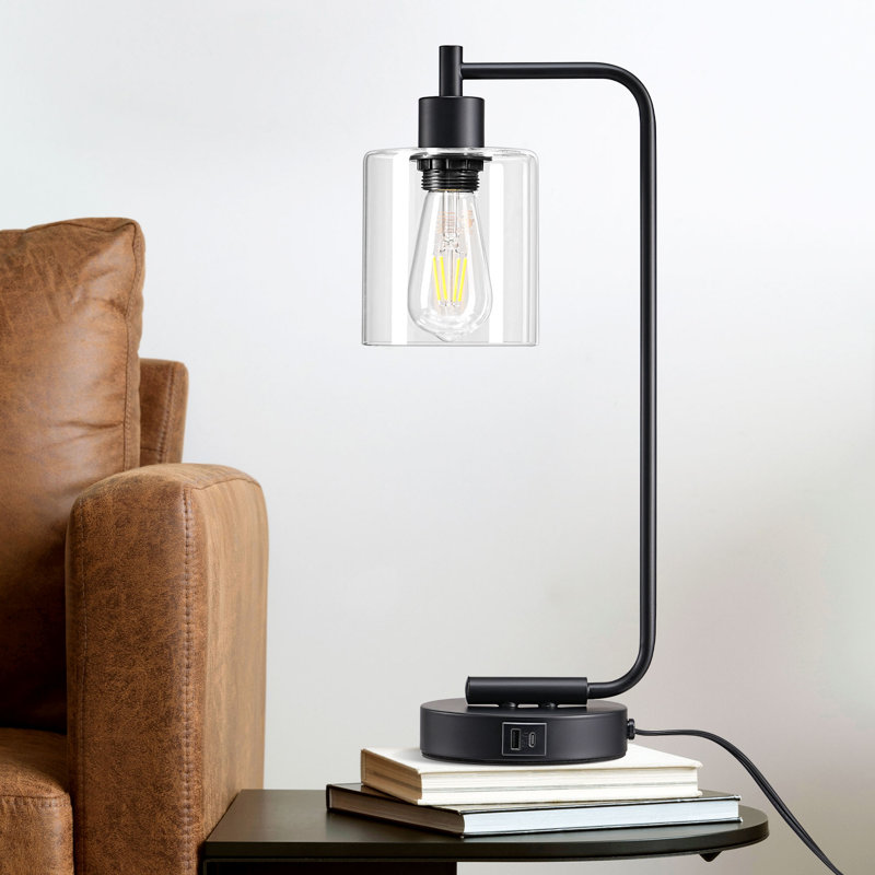 19" Graeme Paden Dimmable Table Lamp With USB and Touch Control, Black