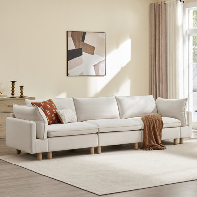 Solena 126.8" W 3-Piece Upholstered Modular Sofa With Solid Wood Base by Latitude Run