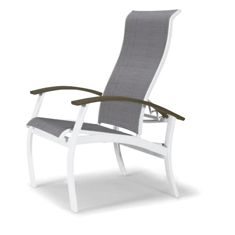 Askar Premium All-Weather Wicker Outdoor Dining Armchair with Cushion, Desert, Titanium Sunbrella®, Gloss White