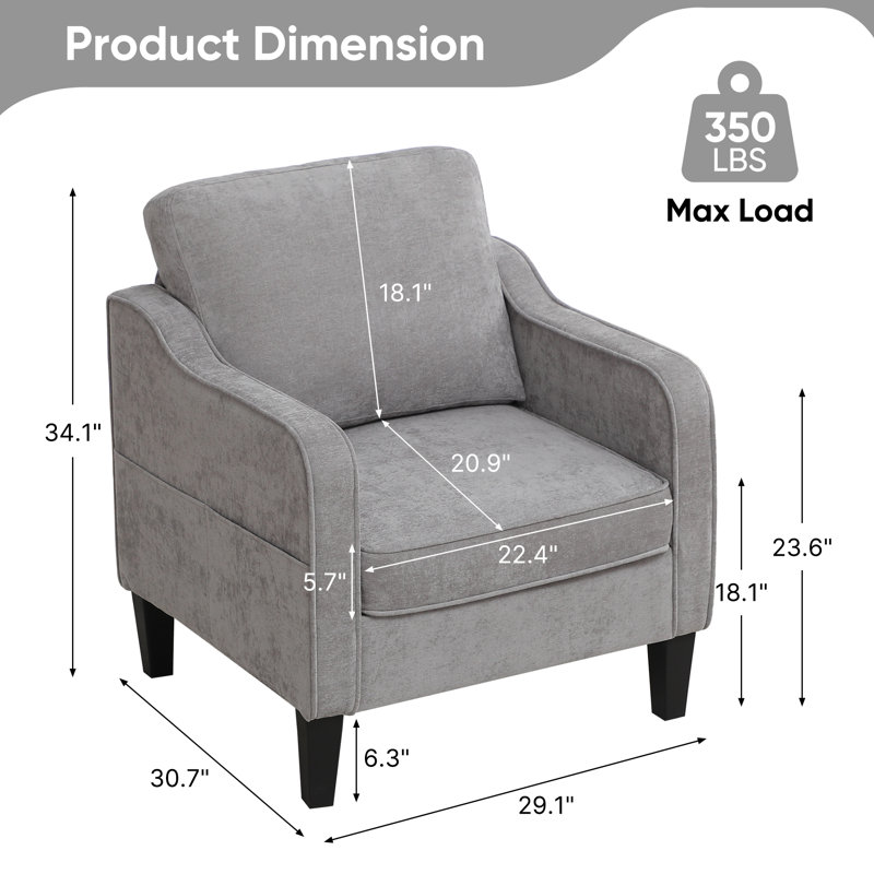 Chaises d'appoint Mid-Century avec coussins amovibles, Gris clair