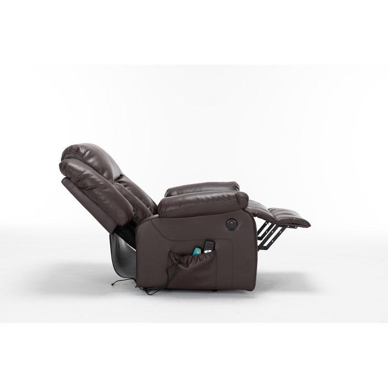 Electric Power Massage Recliner Chair,Pu Leather Recliner, Brown
